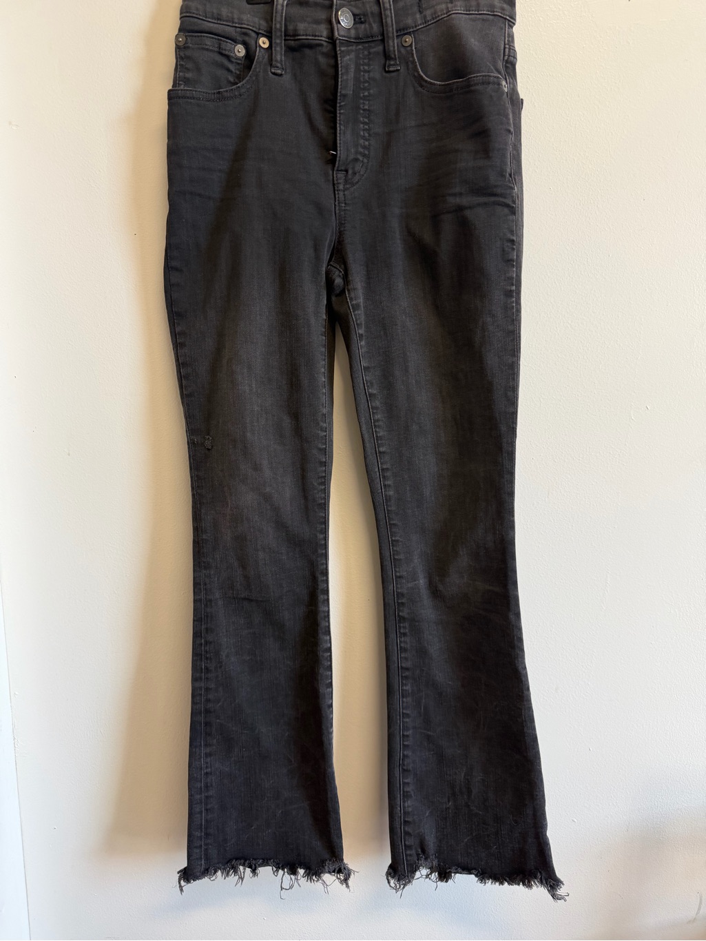 Madewell Cali Demi Boot Black Raw Hem Stretch Jeans Size 23
